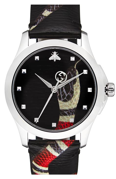 gucci black leather analogue watch|Gucci watches original price.